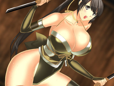 ポニーテール巨乳美女が焦る